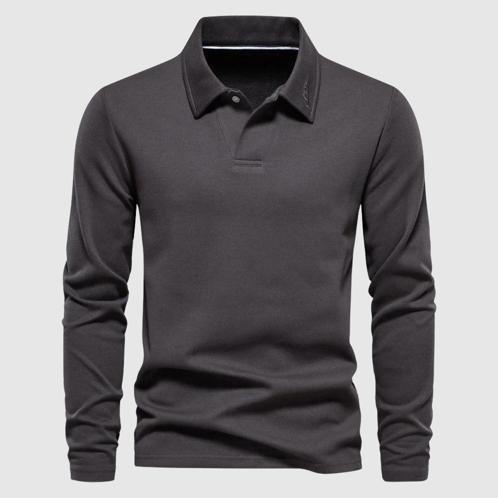 Mathieu | Polo Manches Longues Homme Col Boutonné