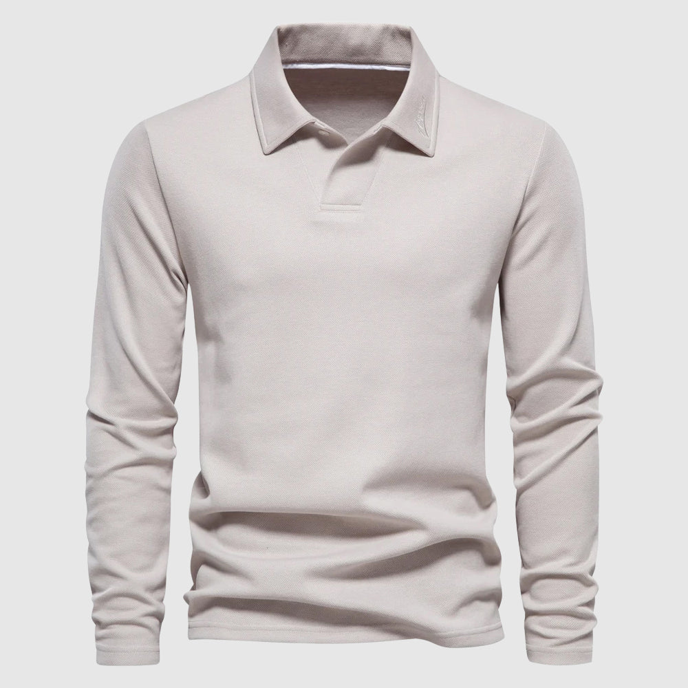 Mathieu | Polo Manches Longues Homme Col Boutonné