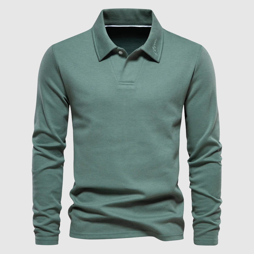 Mathieu | Polo Manches Longues Homme Col Boutonné