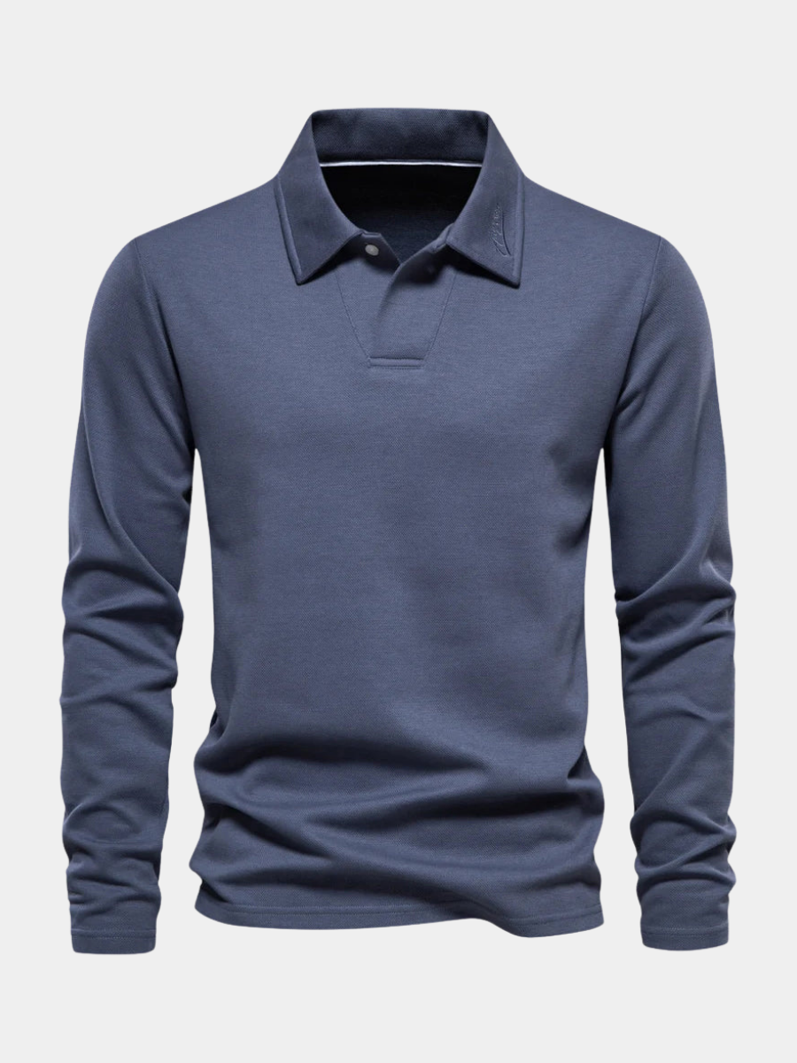 Mathieu | Polo Manches Longues Homme Col Boutonné