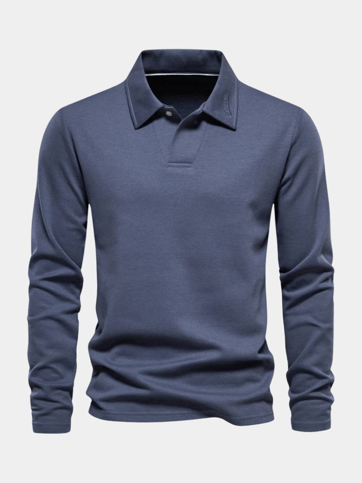 Mathieu | Polo Manches Longues Homme Col Boutonné