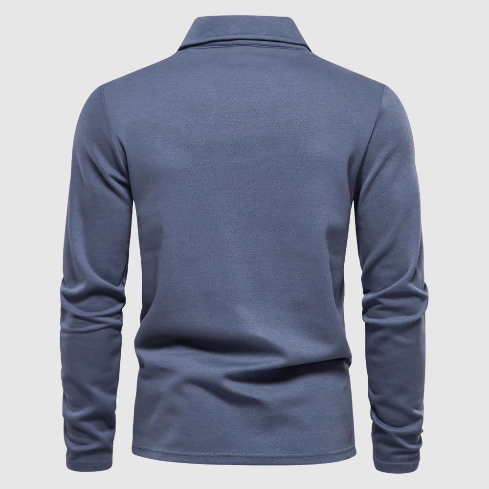 Mathieu | Polo Manches Longues Homme Col Boutonné