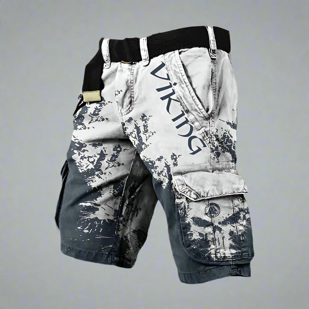 Mathieu | Short Cargo Homme Imprimé Viking Noir Blanc