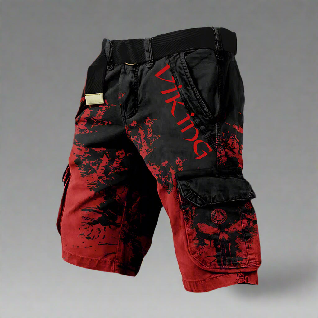 Mathieu | Short Cargo Homme Imprimé Viking Noir Blanc