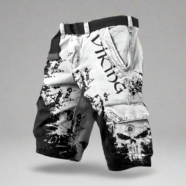 Mathieu | Short Cargo Homme Imprimé Viking Noir Blanc