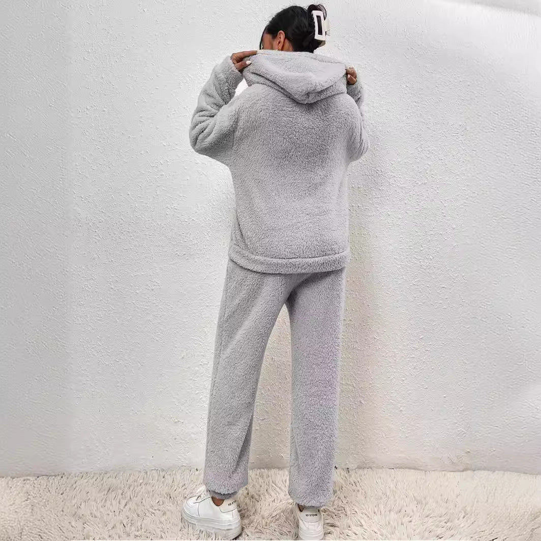 Mathilde | Ensemble Jogging Polaire Femme à Capuche Gris