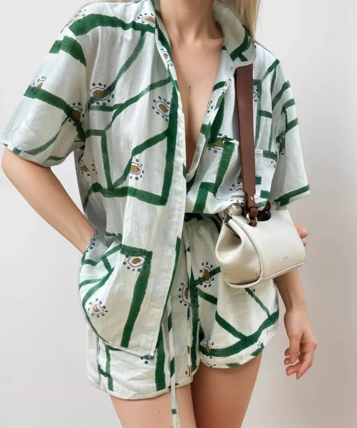 Mathilde | Ensemble Short Chemise Imprimé Femme