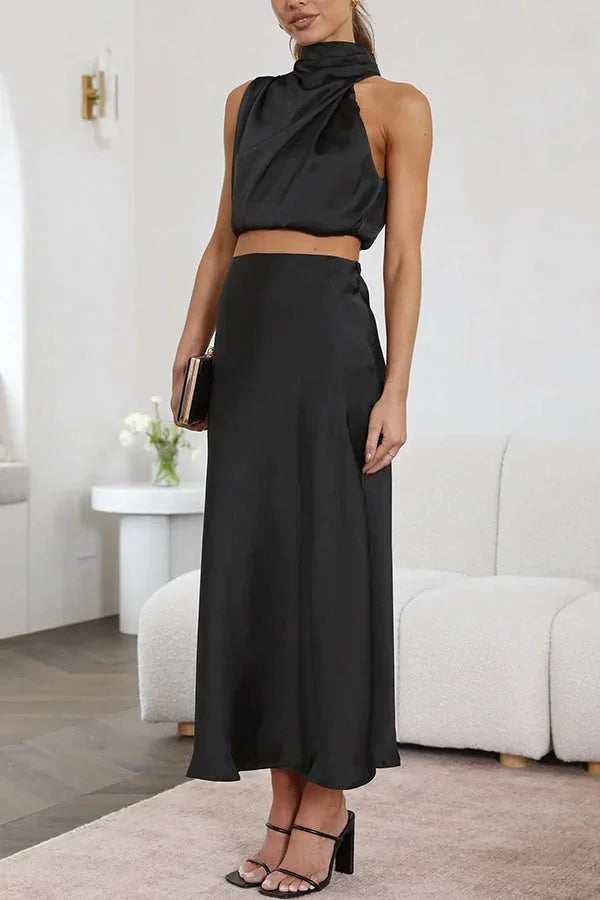 Mathilde | Robe Invitée Mariage Satin Col Halter