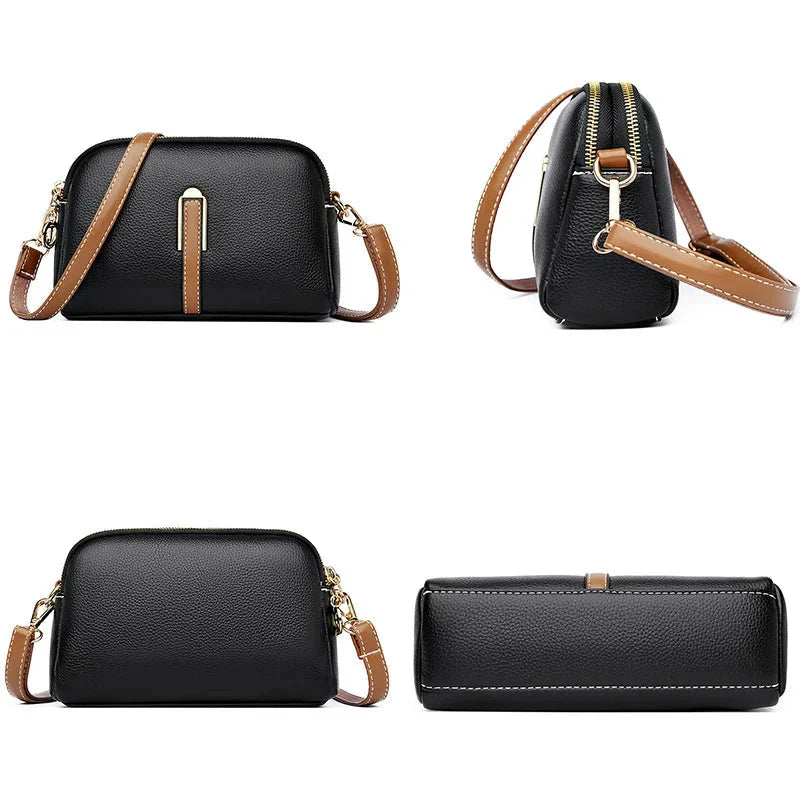 Mathilde | Sac Épaule Cuir Noir Zippé Femme