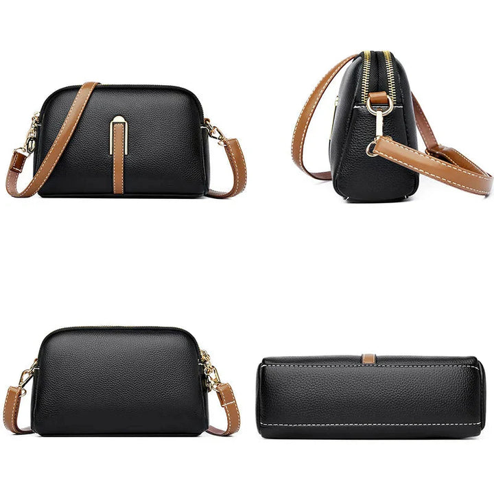 Mathilde | Sac Épaule Cuir Noir Zippé Femme