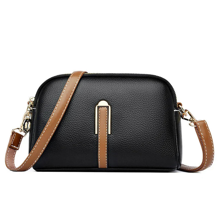 Mathilde | Sac Épaule Cuir Noir Zippé Femme