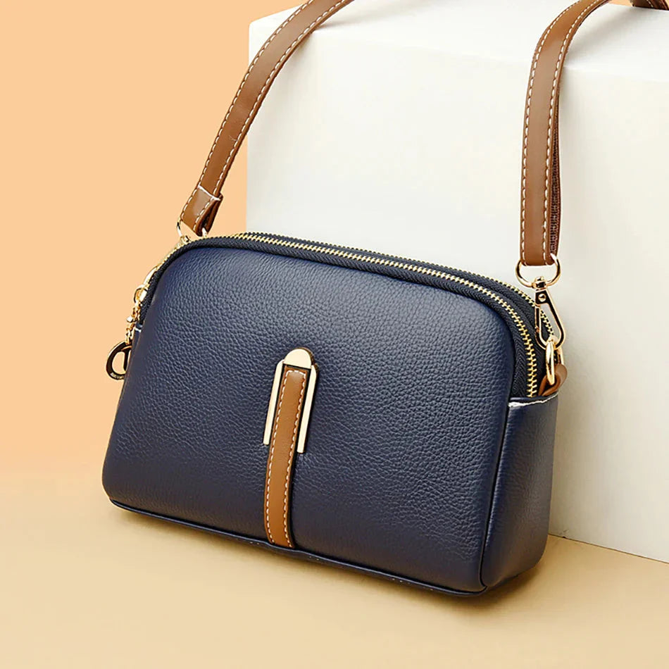 Mathilde | Sac Épaule Cuir Noir Zippé Femme