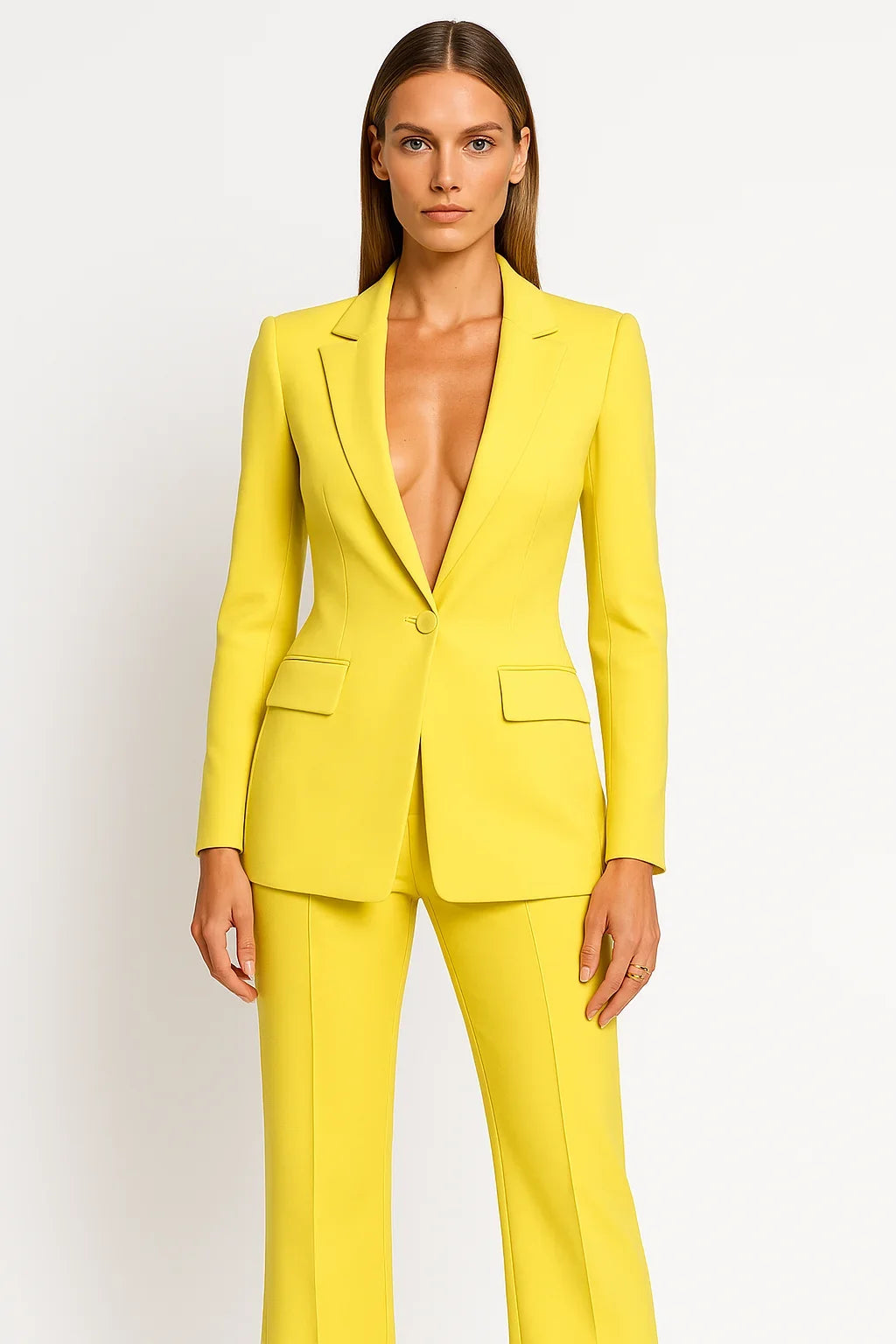 Mathilde | Tailleur Pantalon Bleu Femme Col V
