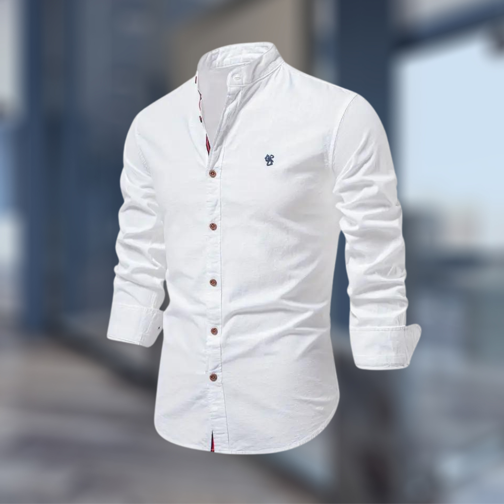 Maxime | Chemise Homme Col Mao Vert Kaki
