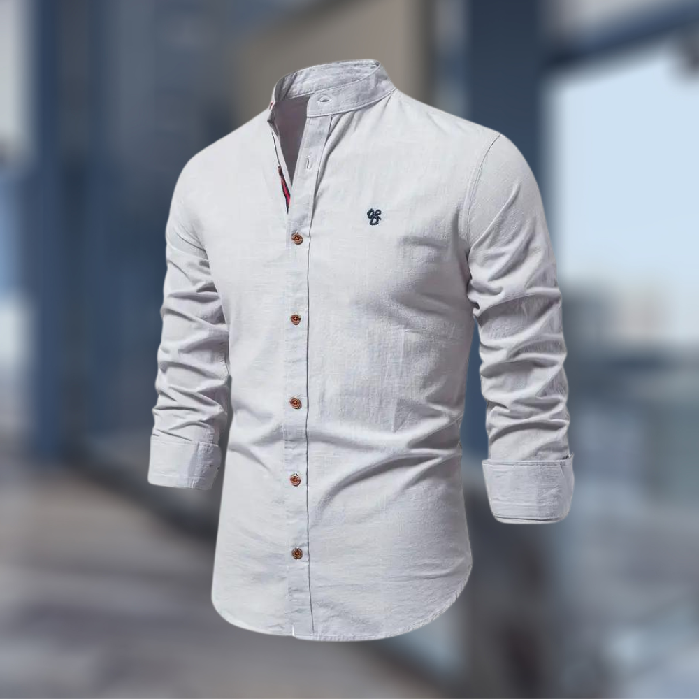 Maxime | Chemise Homme Col Mao Vert Kaki