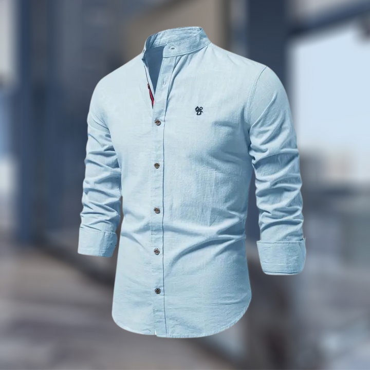 Maxime | Chemise Homme Col Mao Vert Kaki