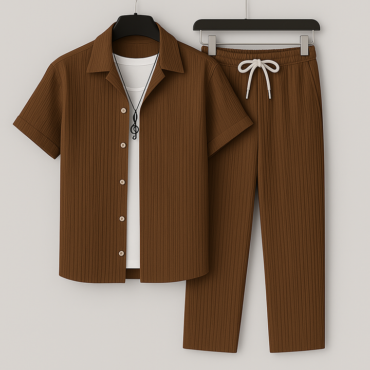 Maxime | Ensemble Coordonné Homme Marron Texturé