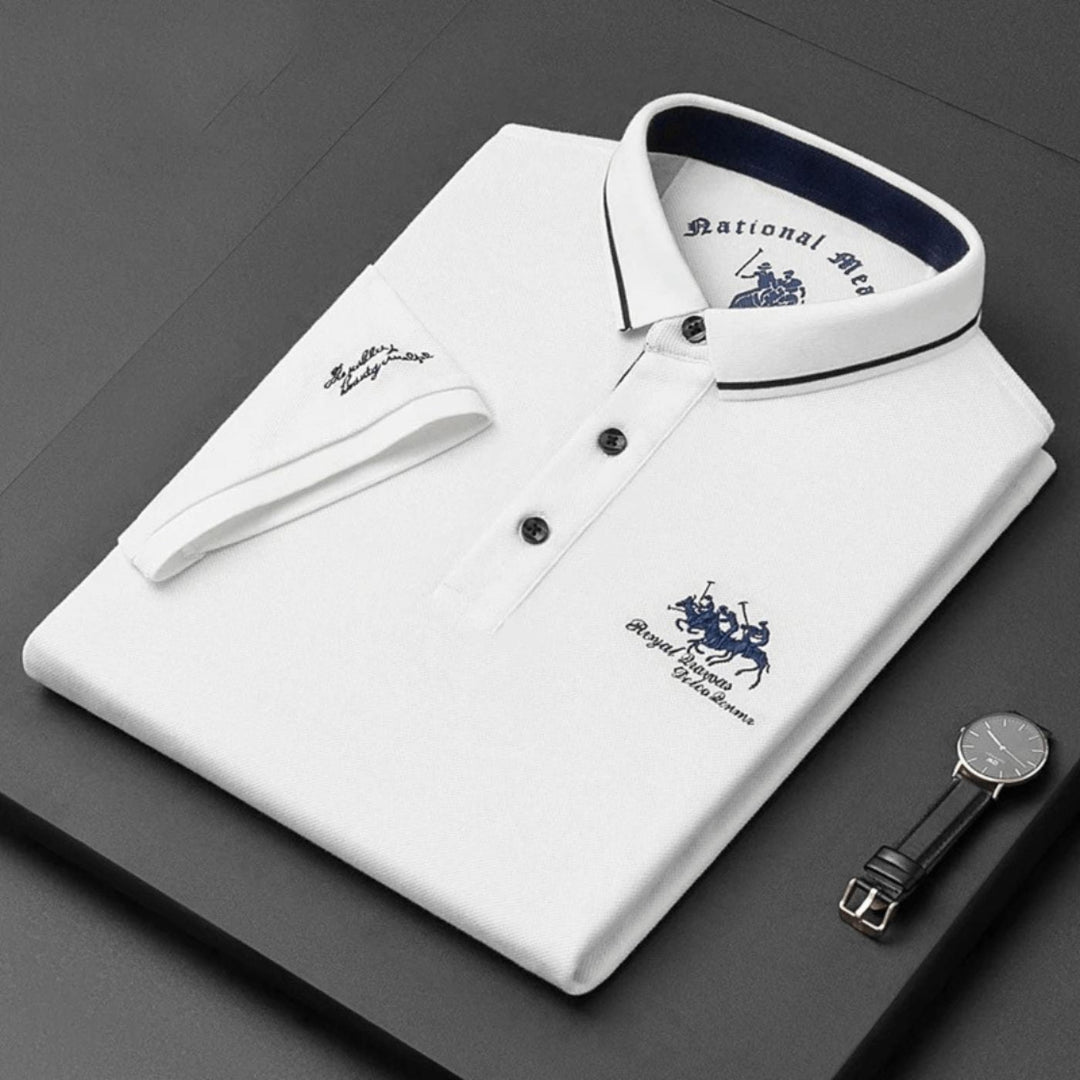 Maxime | Polo Homme Manches Longues Marine et Or