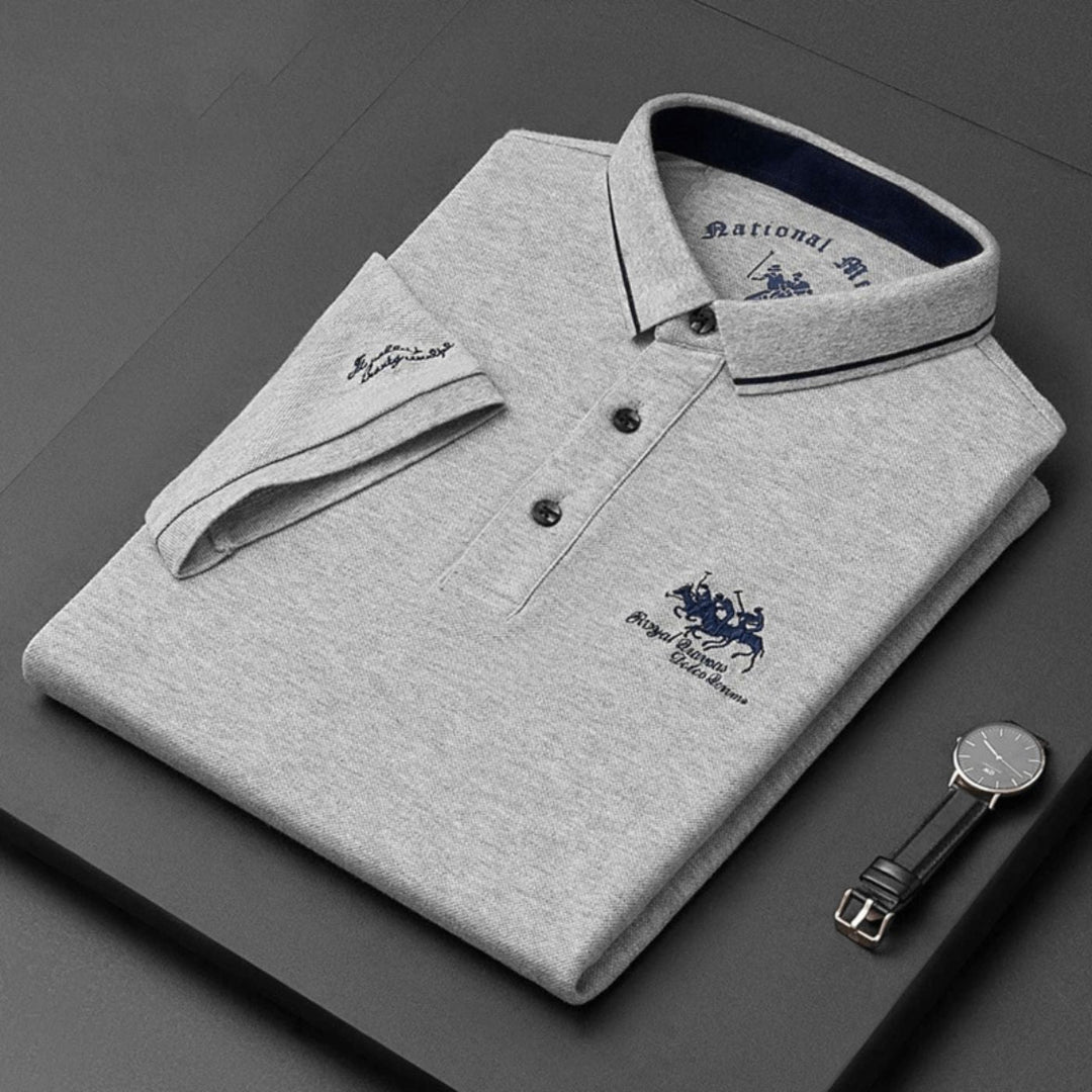 Maxime | Polo Homme Manches Longues Marine et Or