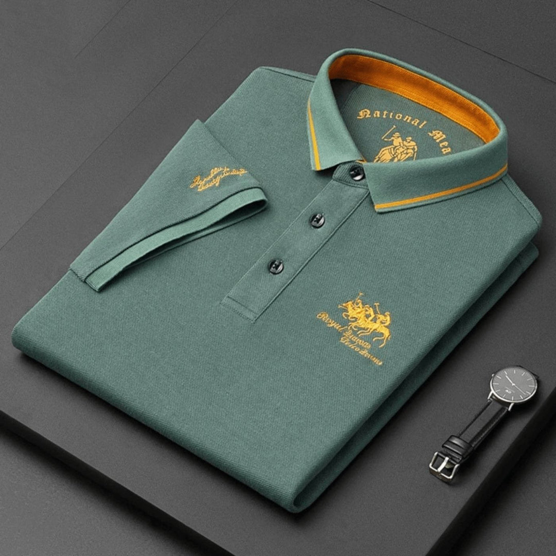 Maxime | Polo Homme Manches Longues Marine et Or