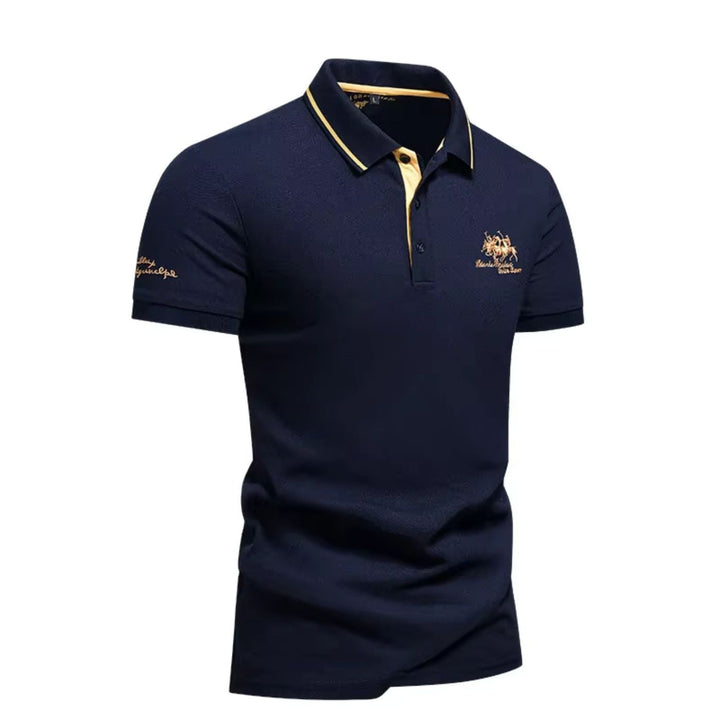 Maxime | Polo Homme Manches Longues Marine et Or
