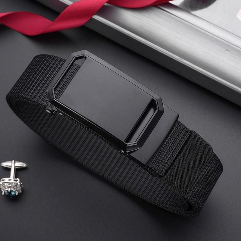 Mickaël | Ceinture Nylon Noire Boucle Métal Réglable