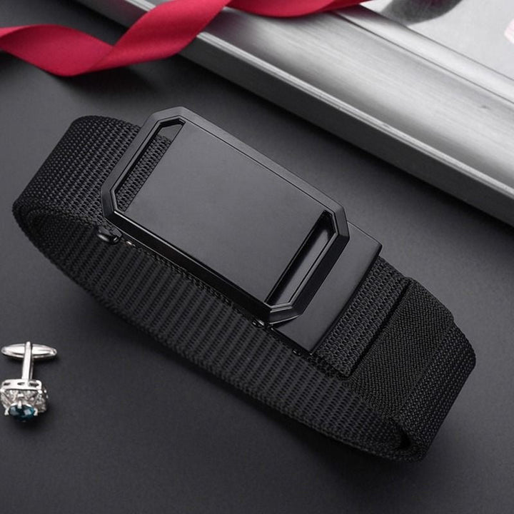 Mickaël | Ceinture Nylon Noire Boucle Métal Réglable