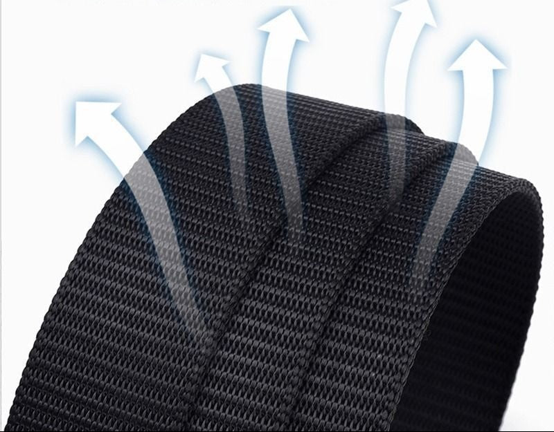Mickaël | Ceinture Nylon Noire Boucle Métal Réglable