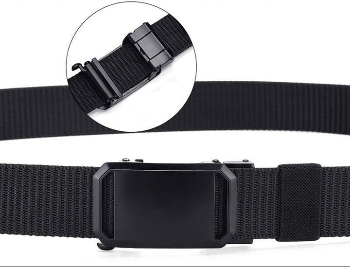 Mickaël | Ceinture Nylon Noire Boucle Métal Réglable