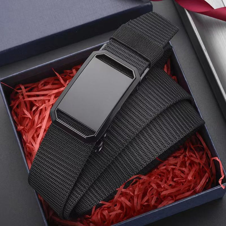 Mickaël | Ceinture Nylon Noire Boucle Métal Réglable