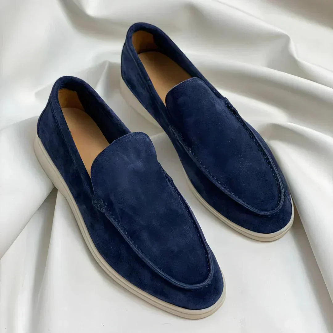 Mickaël | Mocassin Homme Femme Daim Noir Semelle Blanche