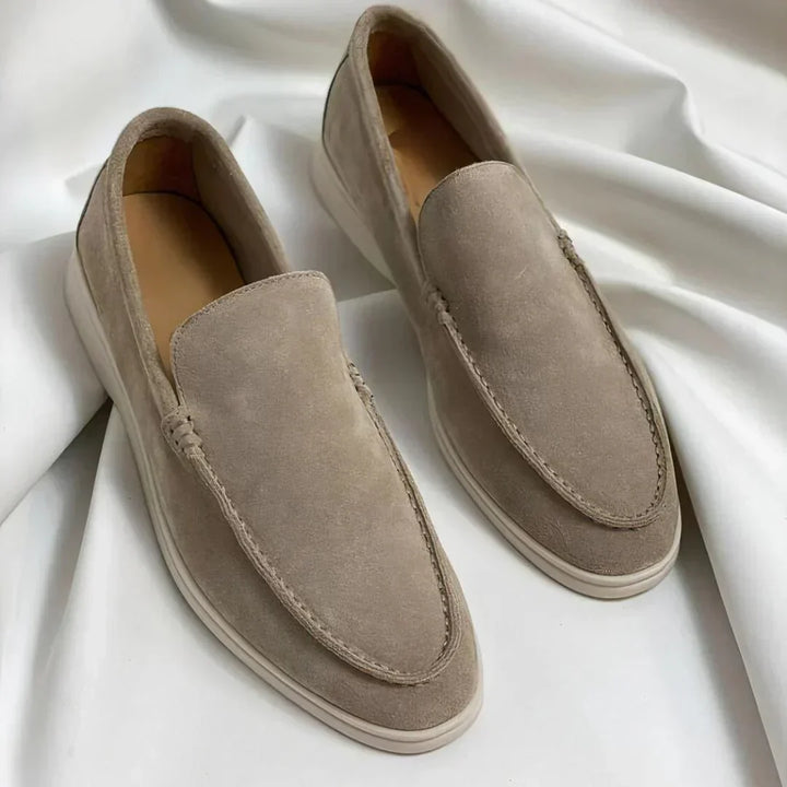 Mickaël | Mocassin Homme Femme Daim Noir Semelle Blanche