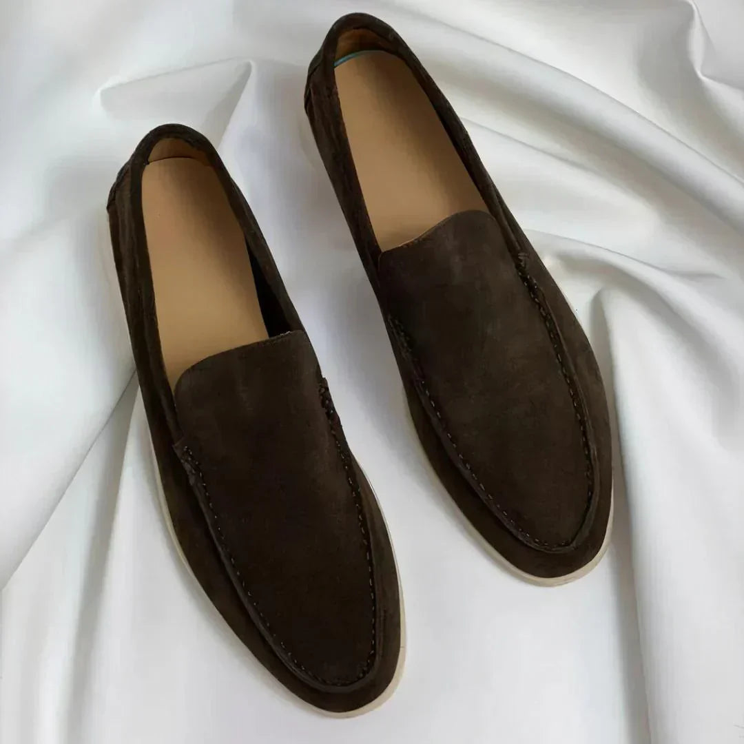 Mickaël | Mocassin Homme Femme Daim Noir Semelle Blanche
