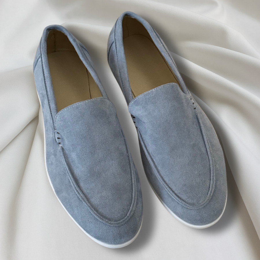 Mickaël | Mocassin Homme Femme Daim Noir Semelle Blanche