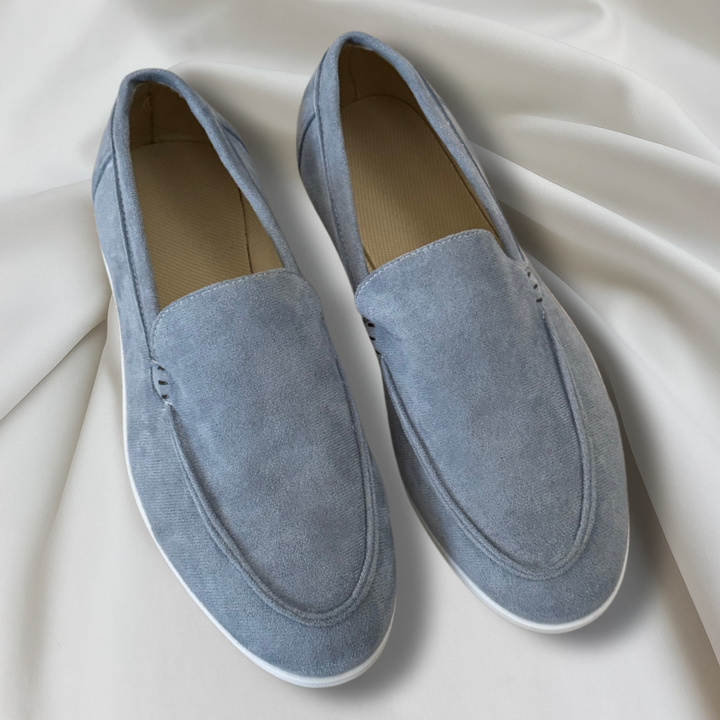 Mickaël | Mocassin Homme Femme Daim Noir Semelle Blanche