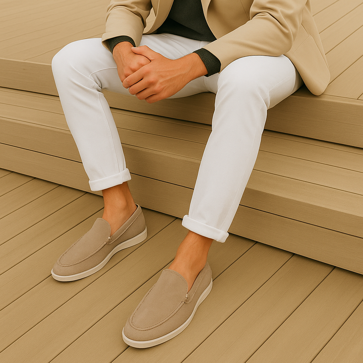 Mickaël | Mocassin Homme Femme Daim Noir Semelle Blanche