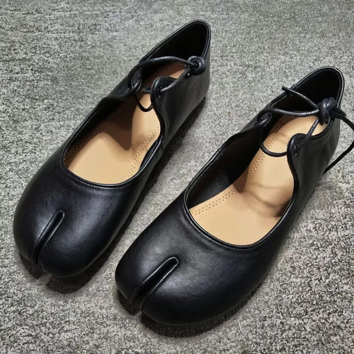 Anaïs | Ballerines Cuir Femme Prune Bout Fendu à Enfiler