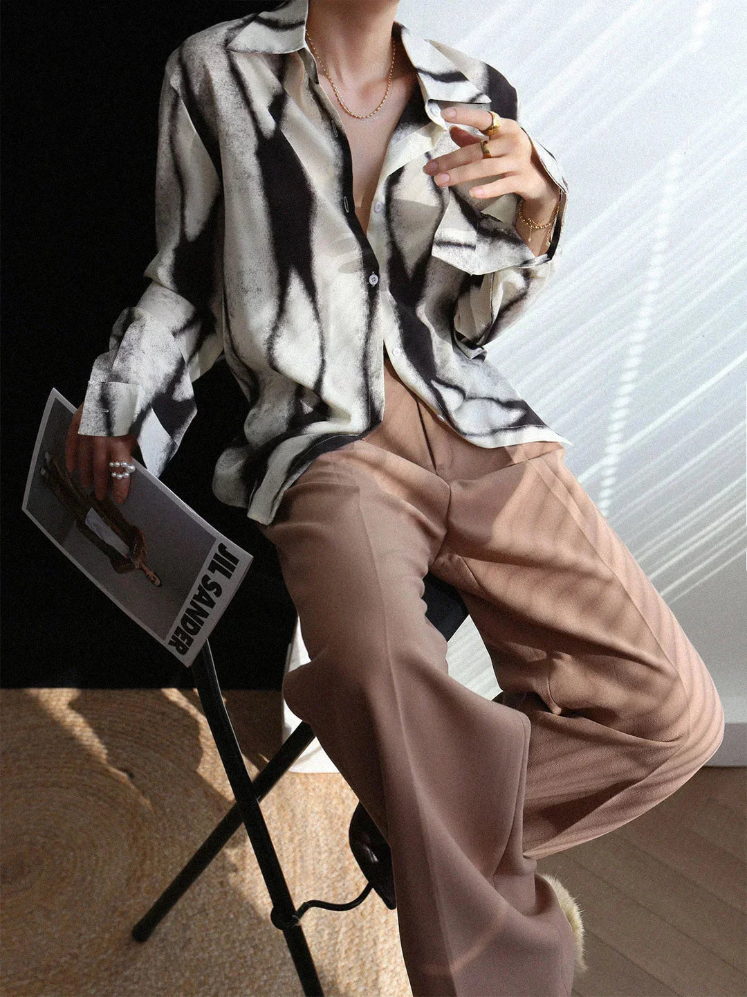 Morgan | Chemise Marron Boutonnée Manches Longues Oversize