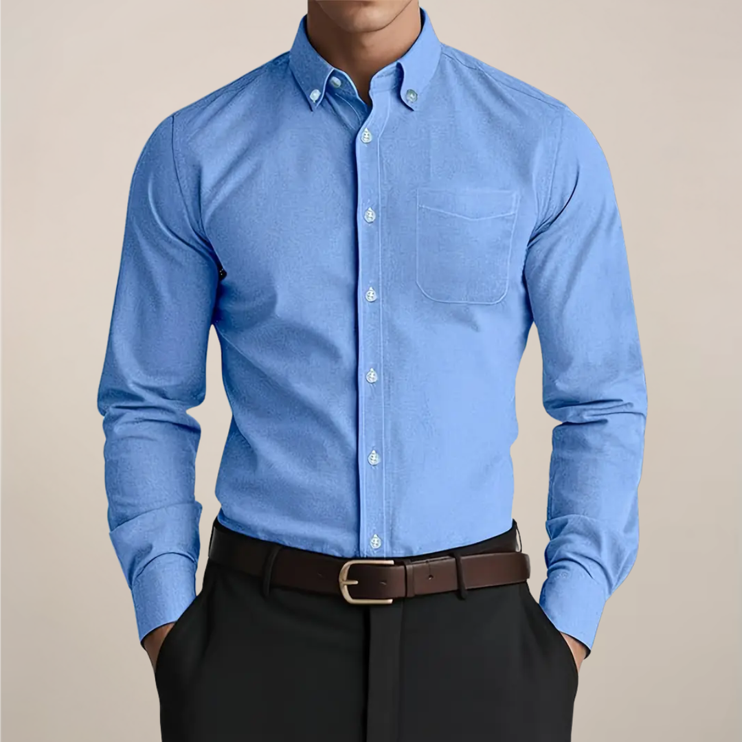 Nathan | Chemise Homme Grise Boutonnée Oxford