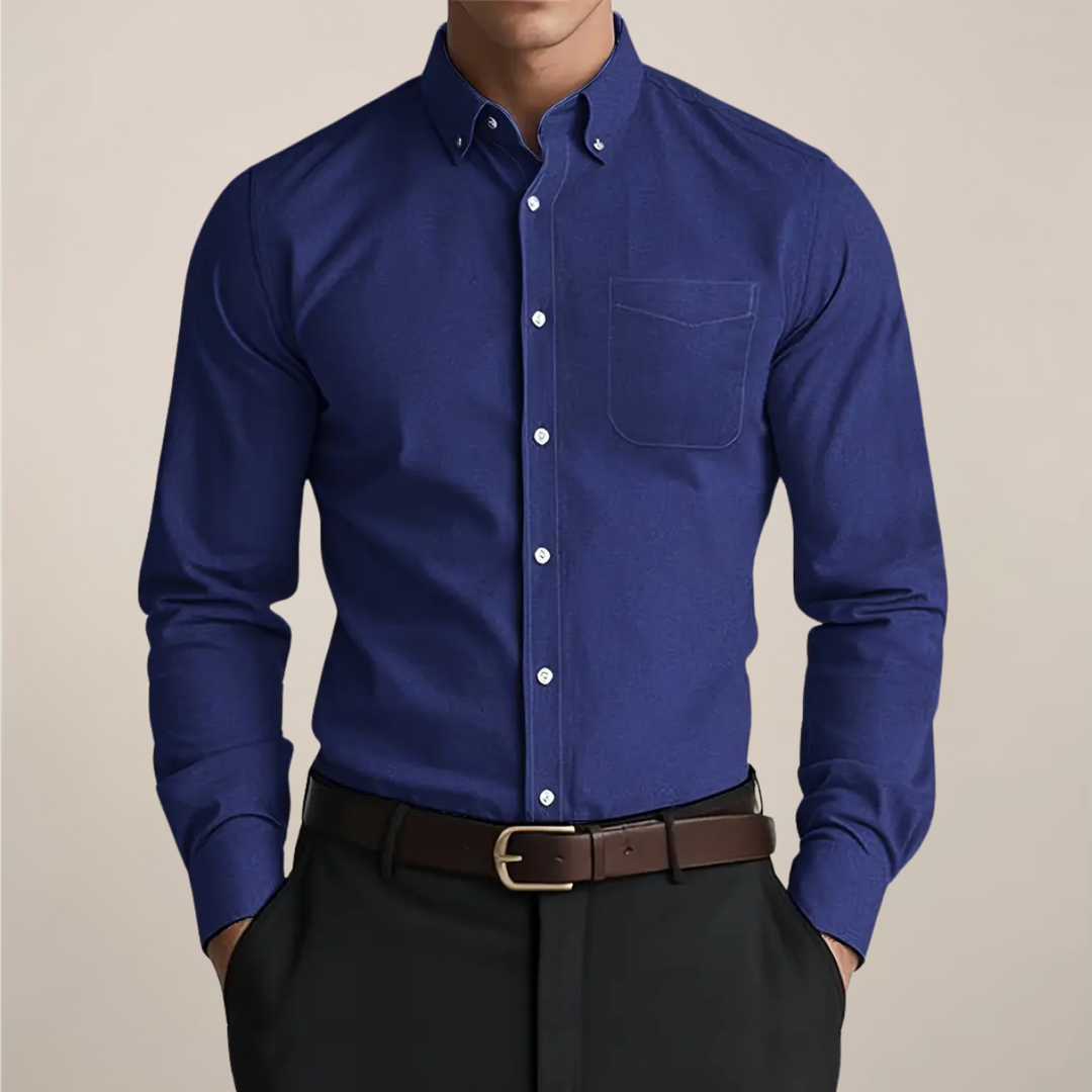 Nathan | Chemise Homme Grise Boutonnée Oxford