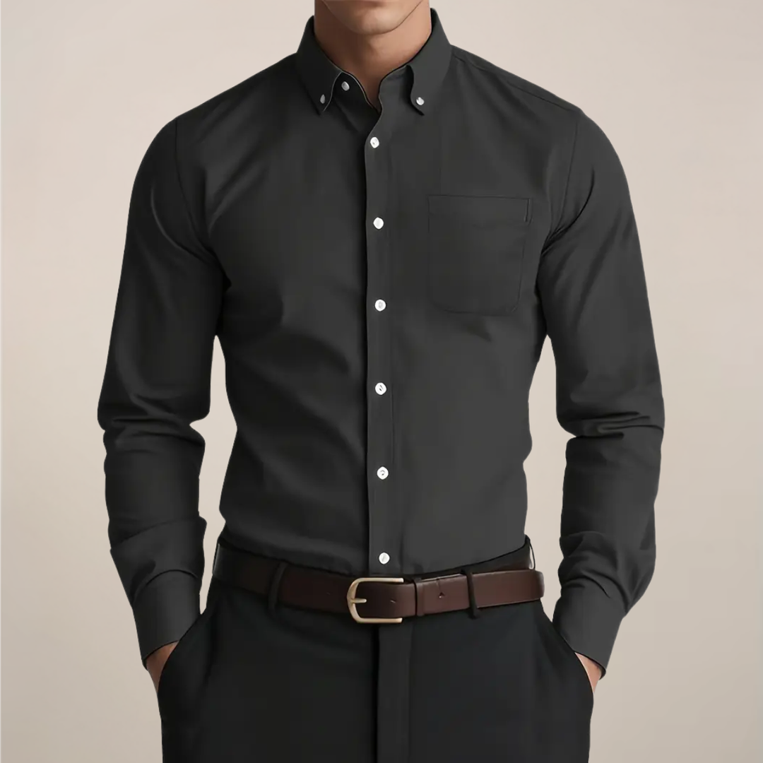 Nathan | Chemise Homme Grise Boutonnée Oxford