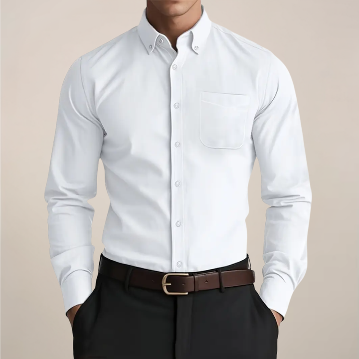 Nathan | Chemise Homme Grise Boutonnée Oxford