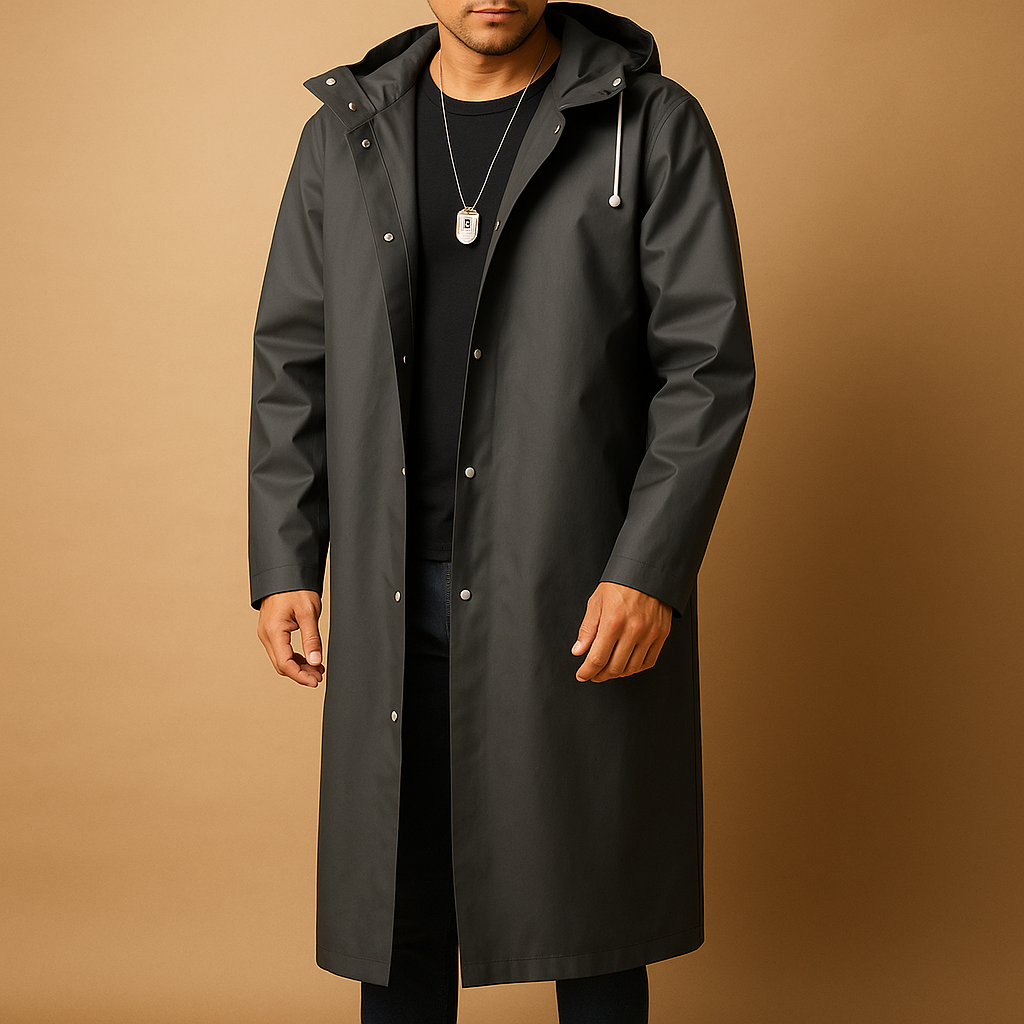 Nathan | Imperméable Homme à Capuche Long Gris