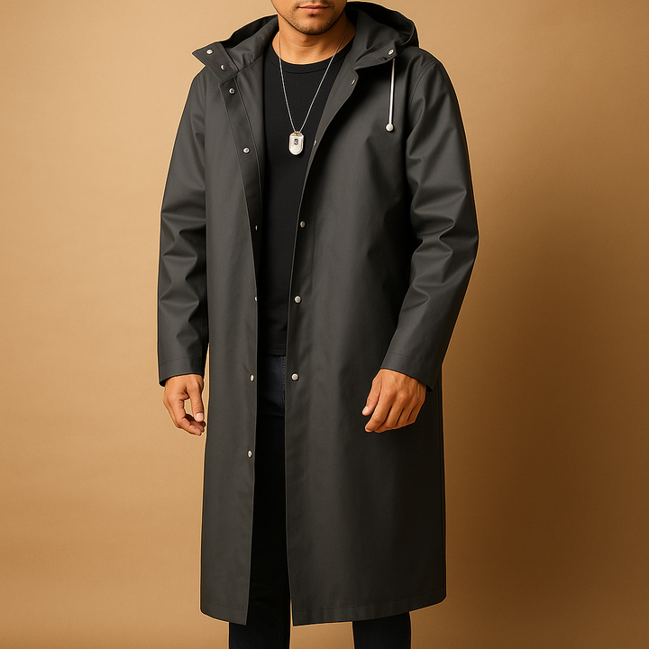Nathan | Imperméable Homme à Capuche Long Gris