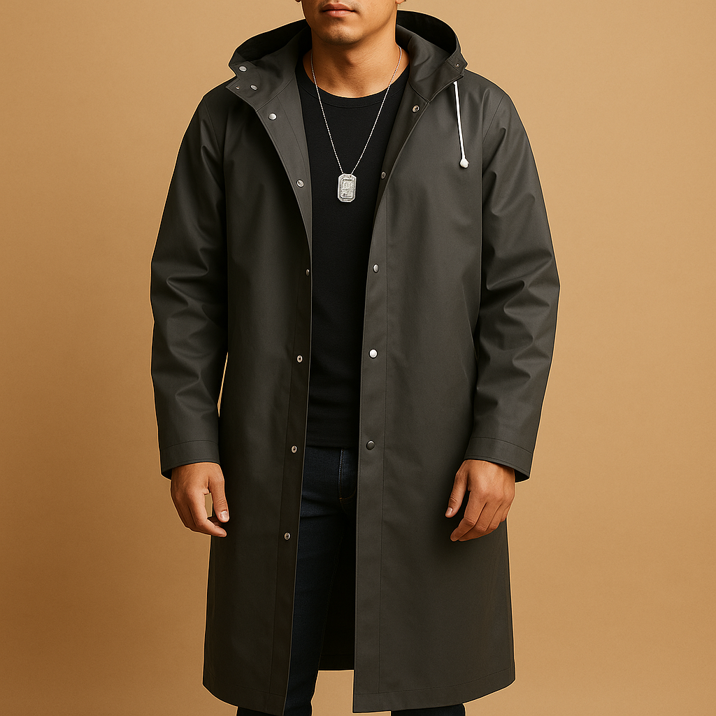Nathan | Imperméable Homme à Capuche Long Gris