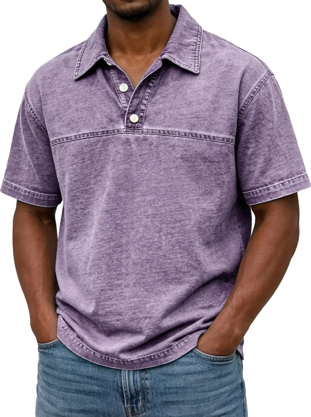 Nathan | Polo Homme Denim Noir Manches Courtes