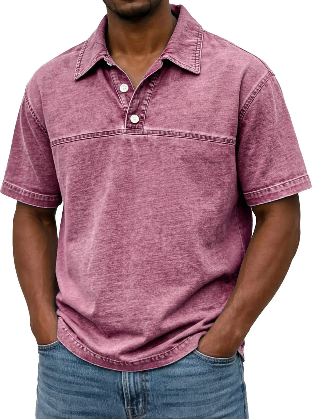 Nathan | Polo Homme Denim Noir Manches Courtes