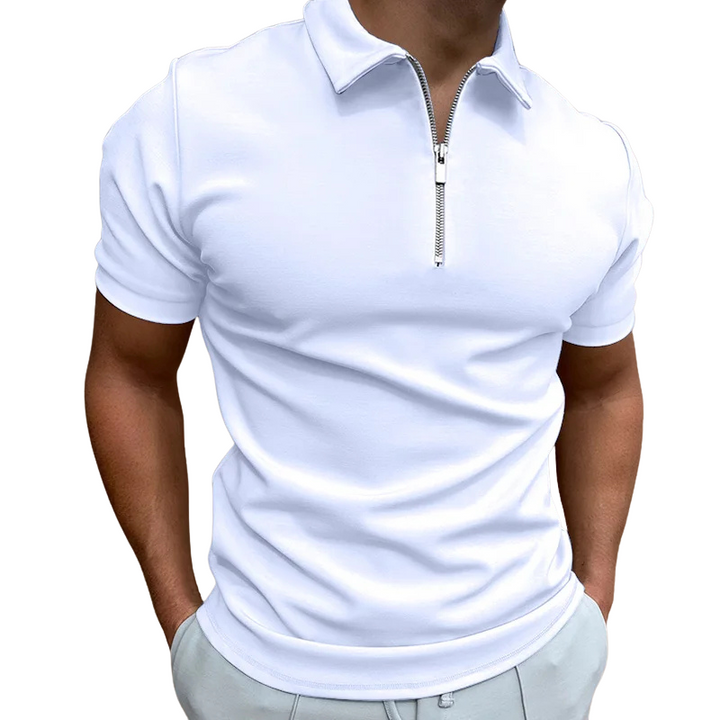 Nathan | Polo Zippé Homme Manches Courtes Marine