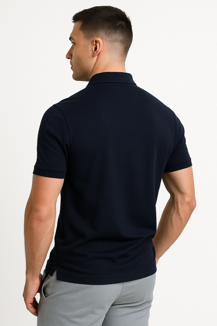 Nathan | Polo Zippé Homme Manches Courtes Marine