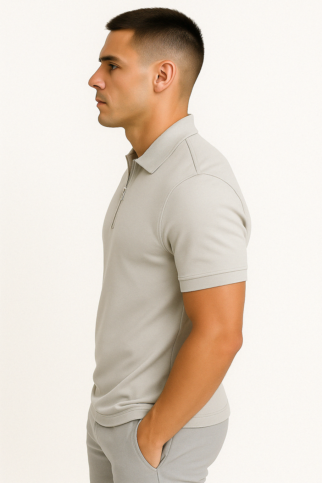 Nathan | Polo Zippé Homme Manches Courtes Marine